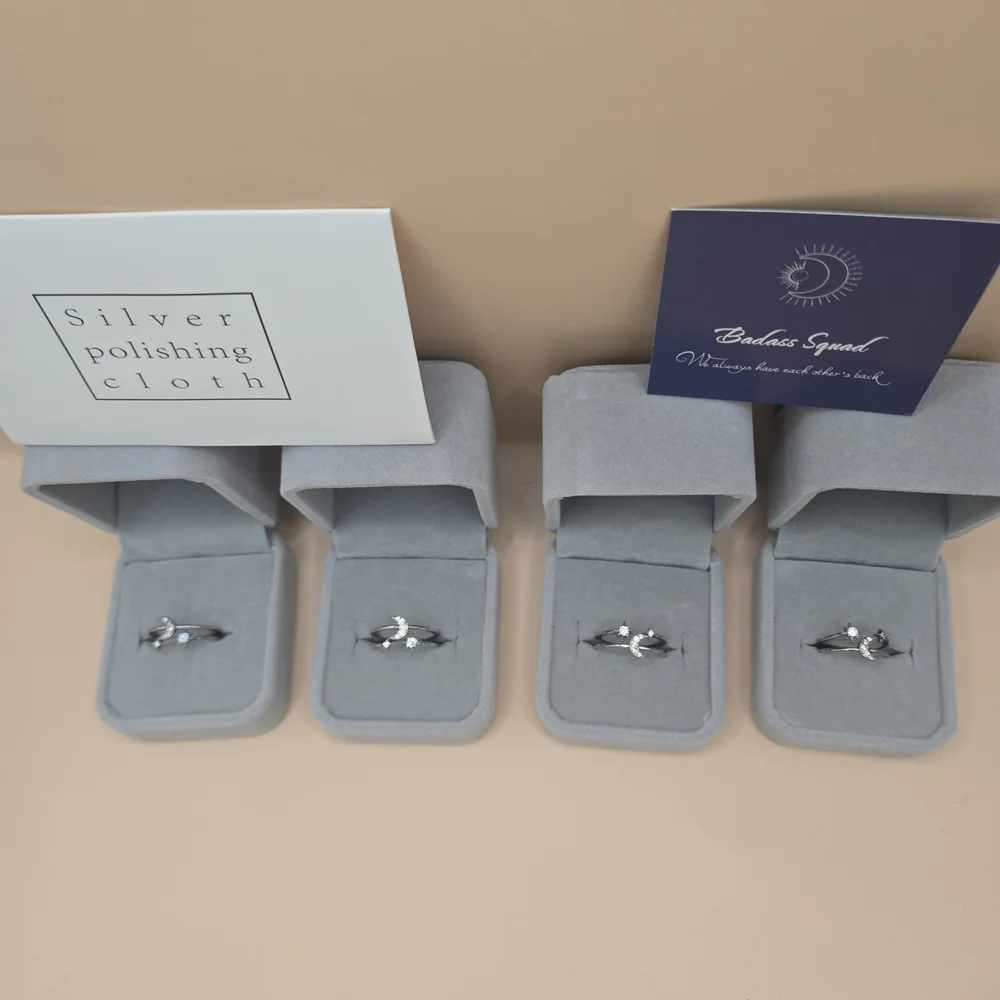 Badass Squad Sterling Silver Rings Set Moon Sun Star Price For 2 $17 - Picture 2 of 5